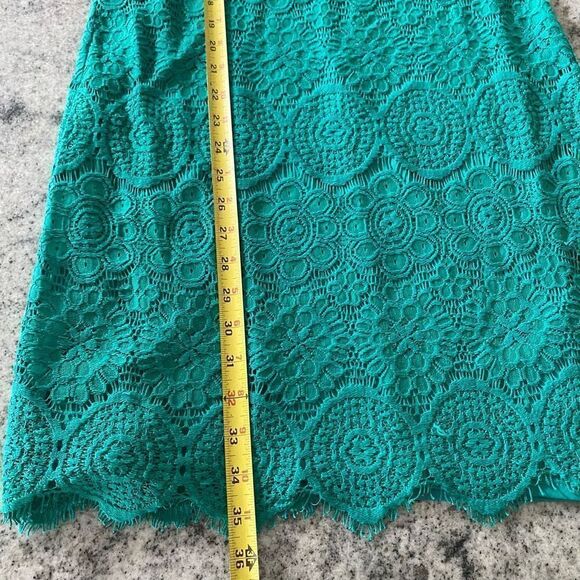 Laundry by Shelli Segal 6 Green Lace Dress Cocktail Party Short Sleeve Small - Picture 8 of 9